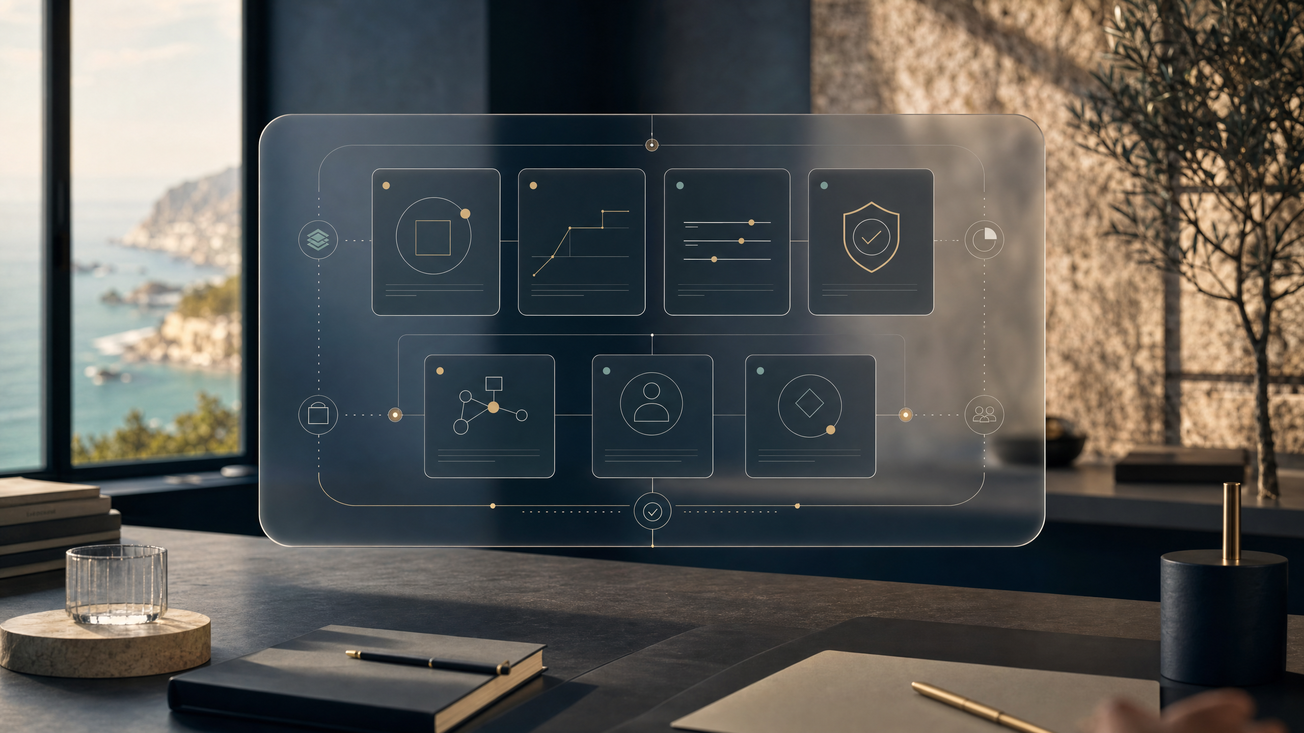 A premium digital project sprint brief showing clear scope, priorities, responsibilities, budget boundaries, and decision points on a calm technical consultancy dashboard.